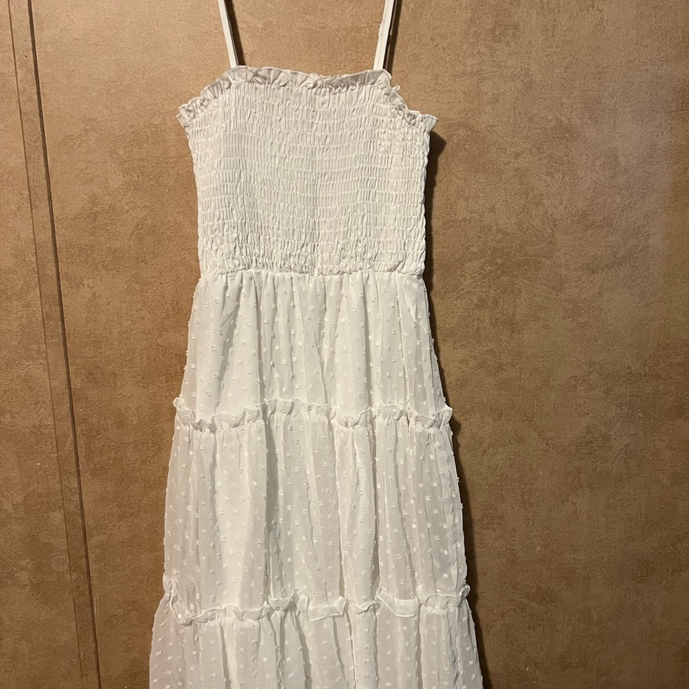 White Smocked Maxi Dress